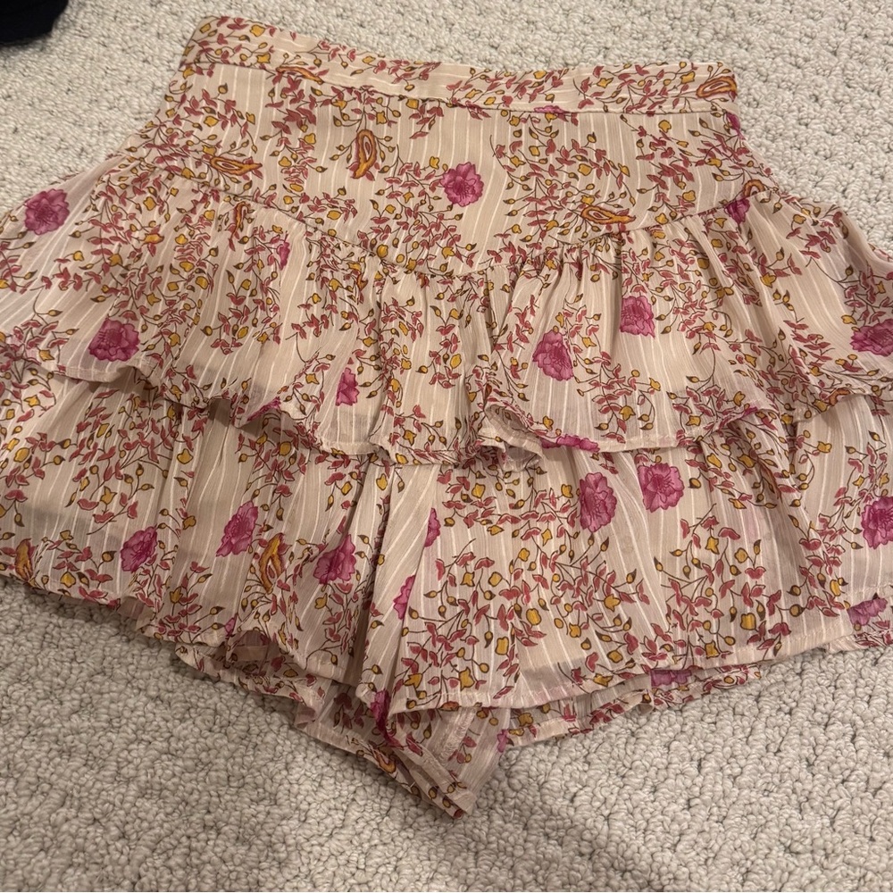 Apricot Lane Pink and Cream Floral Layered Shorts